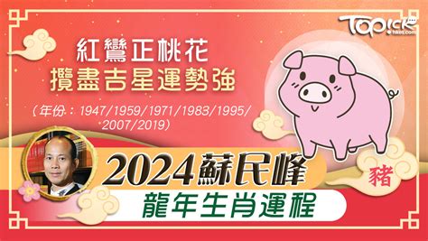 2024肖豬|2024蘇民峰龍年生肖運程｜肖豬紅鸞正桃花 攬盡吉星 